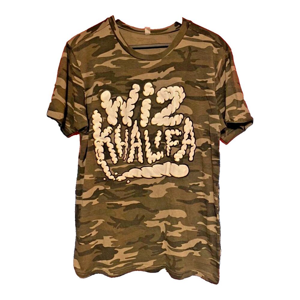 RARE Wiz Khalifa Camouflage Smoke Clouds Shirt Size Large